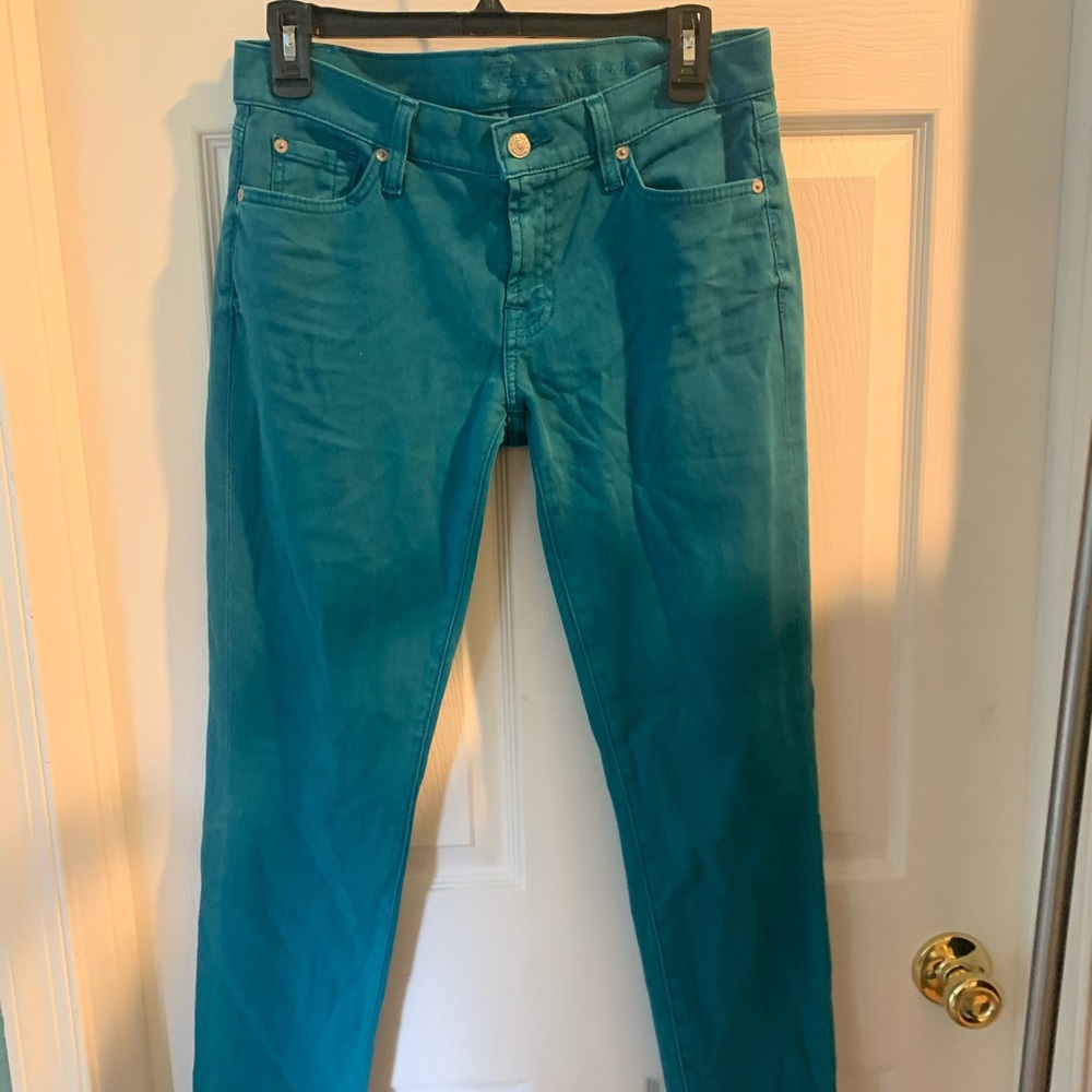 7 For All Mankind Teal Skinny Jeans